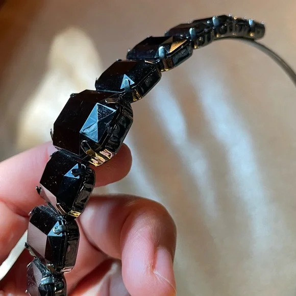 Gunmetal black rhinestone headband soldered pink glam silver gray Sequin Headband Girls Headbands Sparkly Hair Head Bands You  main image 3
